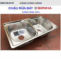 Chậu rửa chén bát SƠN HÀ S76S - 2 hố cân - CHÍNH HÃNG 100% - HÀNG XỊN