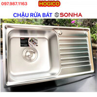 Chậu rửa chén bát SƠN HÀ S78 - 1 hố có bàn - INOX 304 không gỉ - HÀNG CHÍNH HÃNG 100%