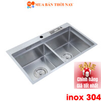 Chậu rửa chén cao cấp Luxta inox304 LC8046K-3.0, chậu dày 3mm, có lỗ dắt dao, chống ồn, bảo hành 05 năm