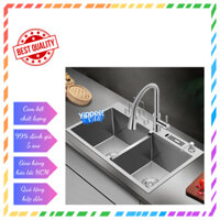 Chậu rửa chén, chậu rửa bát 2 hộc, đúc nguyên khối, đa năng CC005 - Inox 304 siêu bền - Chống ồn