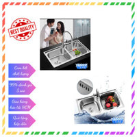Chậu rửa chén, chậu rửa bát 2 hộc, loại dập, đa năng CC006 - Inox 304 siêu bền - Chống ồn