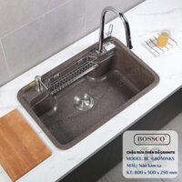 Chậu Rửa Chén Đá 1 Hộc Bo Góc – BC-G8050NKS (Nâu Kim Sa)