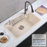 Chậu Rửa Chén Đá 1 Hộc Bo Góc – BC-G8050KKS (Kem Kim Sa)