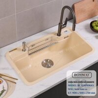 Chậu Rửa Chén Đá 1 Hộc Bo Góc – BC – G9050KKS ( Kem Kim Sa )