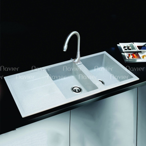 Chậu rửa chén đá nhân tạo 2 hộc đều có cánh Navier NV-11248C