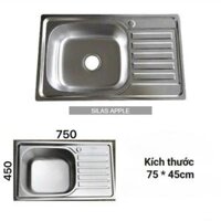 Chậu rửa chén inox 1 ngăn 75 x 45cm. TC (đặt trước 2 tiếng)