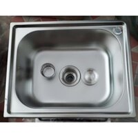 CHẬU RỬA CHÉN INOX 1 NGĂN,INOX 304,KÈM BỘ XÃ,KT 42×37