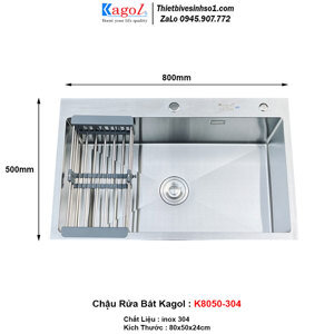 Chậu rửa chén inox Kelas K-8050 (K8050)