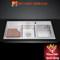 Chậu rửa chén inox Malloca MS 8816 N, bồn rửa bát inox 304, Cam kết chính hãng