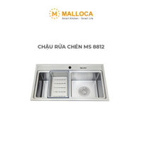Chậu rửa chén inox Malloca MS 8812 - 2 hộc, bộ xả thông minh ngăn mùi hiệu quả - Hàng Chính Hãng, Bảo Hành 3 Năm