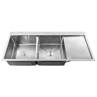 Chậu rửa chén inox SUS304 ALLYBUILD, chậu đúc inox rửa chén, chậu inox 2 hộc, 1 cánh, bàn đa năng, mặt xước 3 ly, chống ồn, chậu rửa ABCRI008