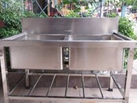 Chậu rửa công nghiệp 2 hố thanh lý, Bồn rửa chén inox công nghiệp Mới & Cũ GIÁ RẺ Hà Nội - Tphcm