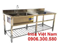 Chậu Rửa Đơn Công Nghiệp Cánh Phải Dài 2M Có Kệ Dưới CR-45