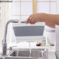 Chậu rửa gấp BEYONDAY, có phích cắm thoát nước Bồn rửa chén có thể gập lại, Tay cầm bằng silicon đa chức năng di động Giỏ đựng rau