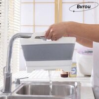 Chậu rửa gấp BVROU, Bồn rửa bát bằng silicon có thể gập lại, Di động đa chức năng có phích cắm thoát nước Tay cầm Giỏ đựng rau củ