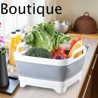 Chậu rửa gấp, có phích cắm thoát nước Bồn rửa chén bằng silicon, Tay cầm cầm đa năng có thể gập lại di động Giỏ đựng trái cây