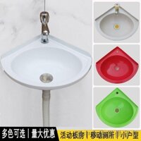 Chậu rửa hình tam giác treo tường bằng nhựa Chậu rửa góc tạm thời Chậu rửa đơn giản Phòng cho thuê Căn hộ nhỏ không đục lỗ