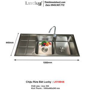 Chậu rửa inox 2 hố có bàn Lucky LK10044