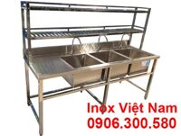 Chậu Rửa Inox 3 Ngăn Cánh Trái Có Kệ Trên CR-51