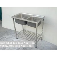Chậu rửa inox 304 đôi có chân