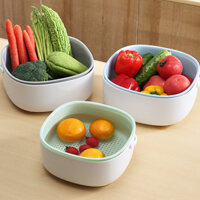 Chậu Rửa Kèm Rổ Đựng - Rổ Rửa Rau Củ Kèm Chậu Đa Năng - Nhựa ABS Cao Cấp Dày Dặn - Trắng Ghi - Loại nhỏ