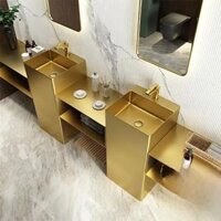 Chậu rửa lavabo chân đứng Inox 304 màu vàng Miken MS-8706G (Đặt hàng trước 7-15 ngày)