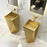 Chậu rửa lavabo chân đứng Inox 304 màu vàng Miken MS-8707G (Đặt hàng trước 7-15 ngày)