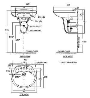 Chậu rửa mặt 01 lỗ Casablanca VF-0969.1H