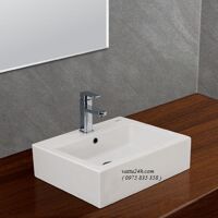 Chậu rửa mặt đặt trên bàn đá Viglacera V42