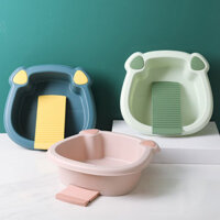 Chậu Rửa Mặt Gia Dụng Có Bàn Rửa Mặt Chậu Rửa Tay Em Bé Ký Túc Xá Giặt Quần Áo Màu Trơn Chậu Rửa Nhựa Dễ Thương