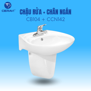 Chậu rửa mặt Lavabo chân ngắn Ceravi CB104/CCN142