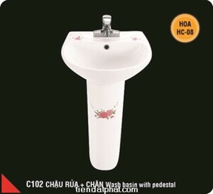 Chậu rửa mặt lavabo chân treo Hảo Cảnh C102-HC08