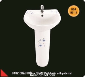 Chậu rửa mặt lavabo chân treo Hảo Cảnh C102-HC11