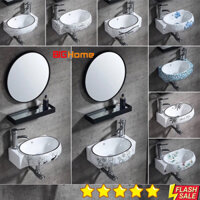 Chậu rửa mặt lavabo góc hoa văn treo tường hoặc đặt bàn BIG HOME cao cấp nhập khẩu