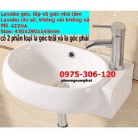 Chậu rửa mặt lavabo góc treo tường 422NA thương hiệu NA.GRAND, men NANO trắng sáng chống ố chống bám bẩn