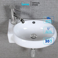 Chậu rửa mặt lavabo treo góc mini, chậu lavabo treo tường GÓC TRÁI phụ hợp cho nhà tắm nhỏ bảo hành 10 năm LMCG03