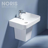 Chậu rửa mặt lavabo treo tường vuông màu trắng KT 54x40cm WB06
