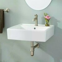 Chậu rửa mặt lavabo vuông treo tường 410mm x 410mm x 150mm