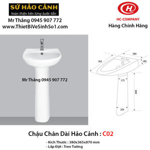 Chậu rửa mặt treo tường Hảo Cảnh HC C02