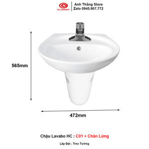 Chậu rửa mặt treo tường Hảo Cảnh HC C01