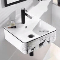 Chậu Rửa Mặt Treo Tường Hoặc Đặt Bàn,Lavabo Treo Tường,Bồn Rửa Tay Đặt Bàn Hoa Văn,Lavabo Đặt Bàn Giá Rẻ