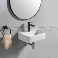 Chậu rửa mặt Treo Tường Men Sứ Cao Cấp Hình Chữ Nhật Navier NV-400N