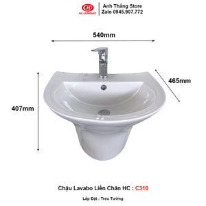 Chậu rửa treo tường Hảo Cảnh HC C310