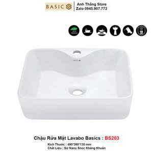 Chậu rửa lavabo Basic BS203 đặt bàn