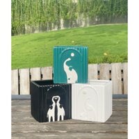 Chậu sứ dáng vuông 13x13cm phù hợp trồng cây mini để bàn