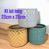 Chậu sứ men xuất dư vảy rồng lọt lòng 23x 23cm