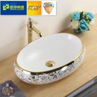 Chậu Sứ Phong Cách Châu Âu Hình Bầu Dục Chậu RửaouSChậu Vàng Màu Phòng Tắm Vuông, Bồn Rửa Mặt, Bồn Rửa Mặt, Bồn Rửa Mặt