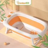 Chậu tắm cho bé sơ sinh Bamboo Life thau tắm bé gấp gọn có cảm biến nhiệt độ tiện dụng cho mẹ