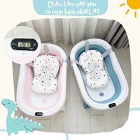 Chậu Tắm Cho Trẻ Sơ Sinh Gấp Gọn Kèm Phao Có Màn Hình Hiển Thị Nhiệt Độ Thông Minh Cao Cấp