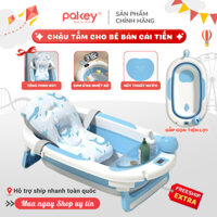 Chậu Tắm Gấp Gọn Bản Cải Tiến TẶNG Kèm Phao Bơi Và Gáo Gội Đầu, Bồn Tắm Tiện Lợi Cho Bé Dung Tích 48L Có Cảm Ứng Nhiệt